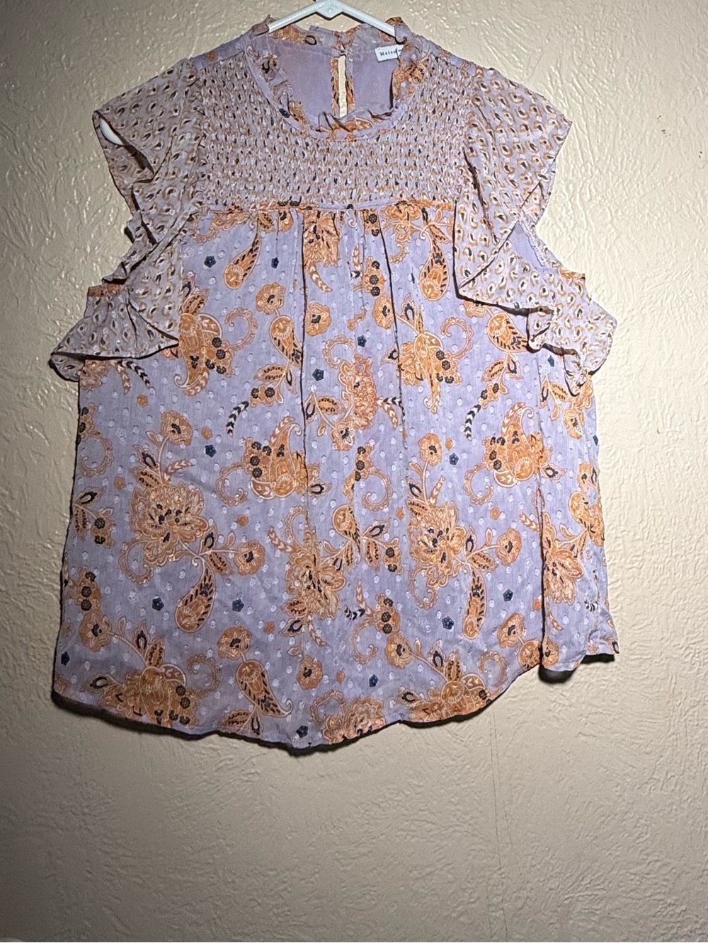 Madison d’ Amelie Girls Flutter-Sleeve Floral Top in Lavender and Mustard